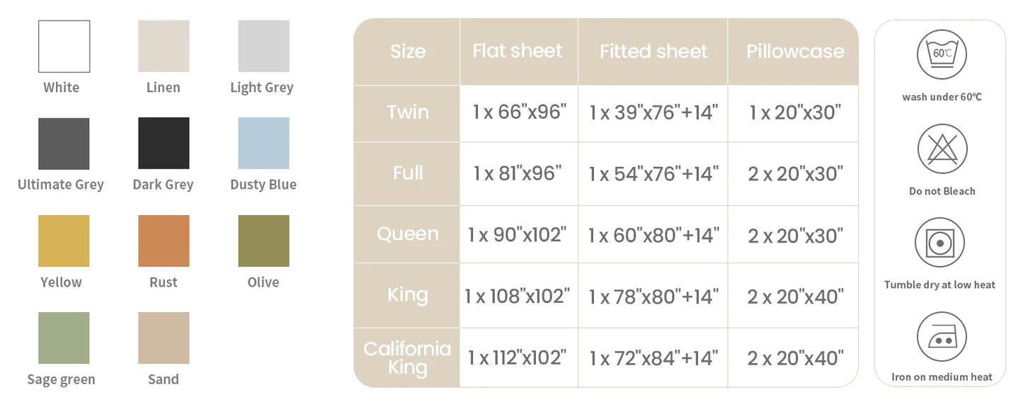 Simple Opulence 3 4 Piece Bed Linen Sheet Set French Flax