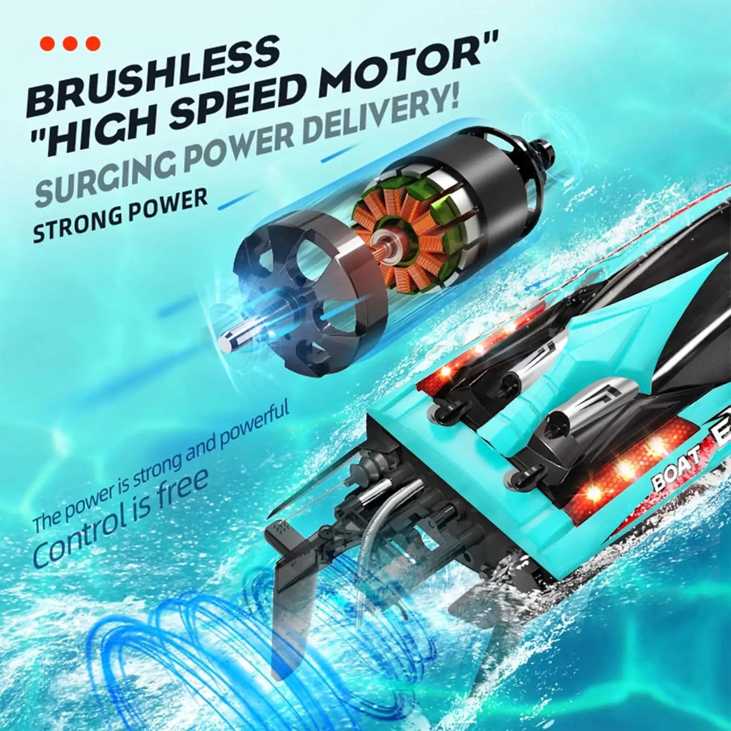 Brushless RC Boat 18 Inch For All Ages 55 KPH Battery 2500mAh Waterproof Lake
