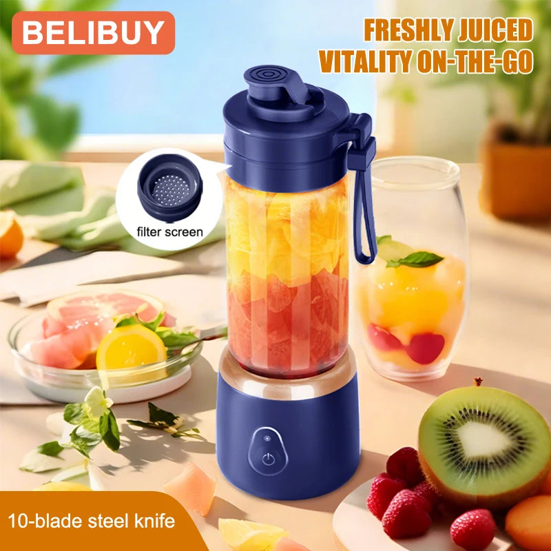 Portable Blender Electric Juicer 600ML Fruit Mixer 2000mAh USB Rechargeable Smoothie Mini Blender Multifunction Juice Maker