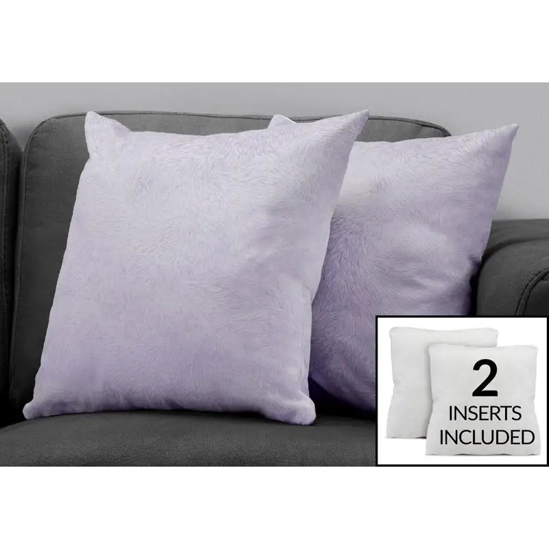 Set Of 2 Silk Filled 18x18 Purple Throw Pillows For Sofa Couch Bedroom
