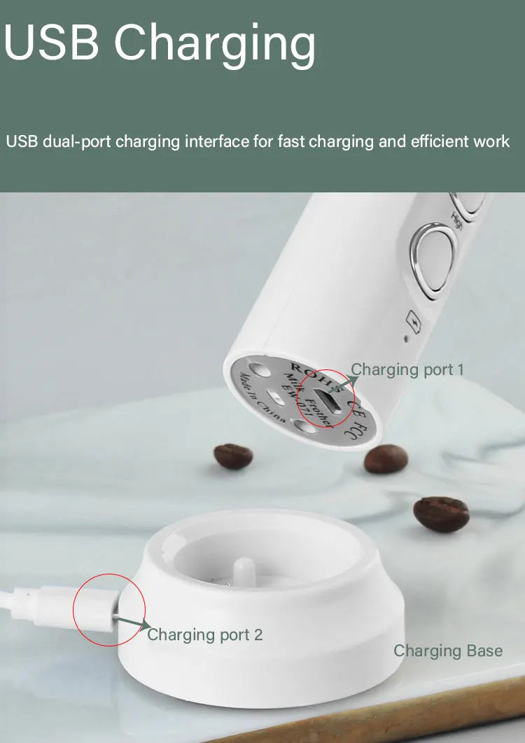 3 In 1 Wireless Handheld Electric Milk Foam Machine Mini Frother Maker Cappuccino Coffee Whisk Mixer Foamer