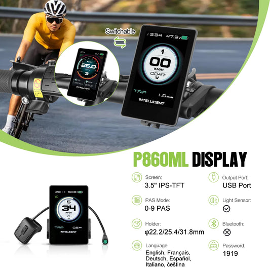 P860ML Lcd Display Ebike Computer Dual Main Interface Uart