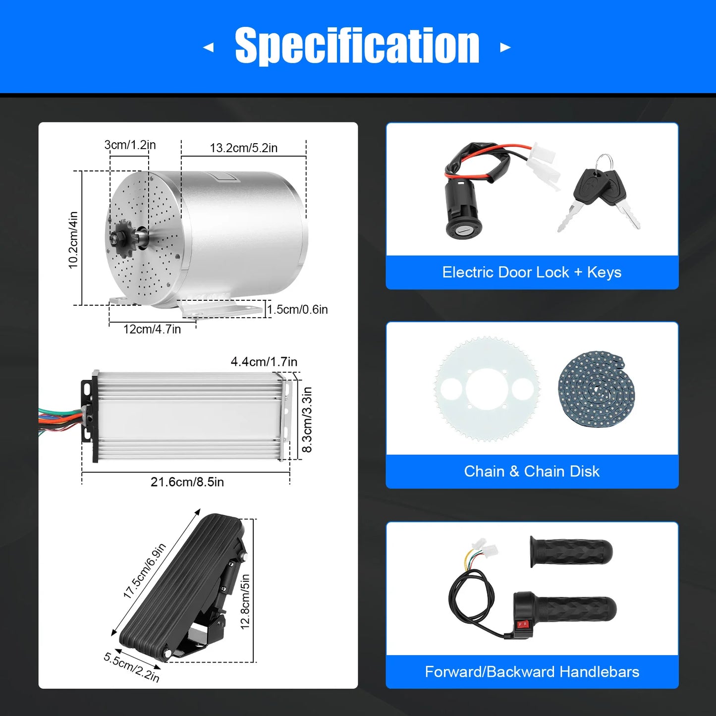 3KW Brushless Motor Kit for 48-72V E-Bike and E-Scooter