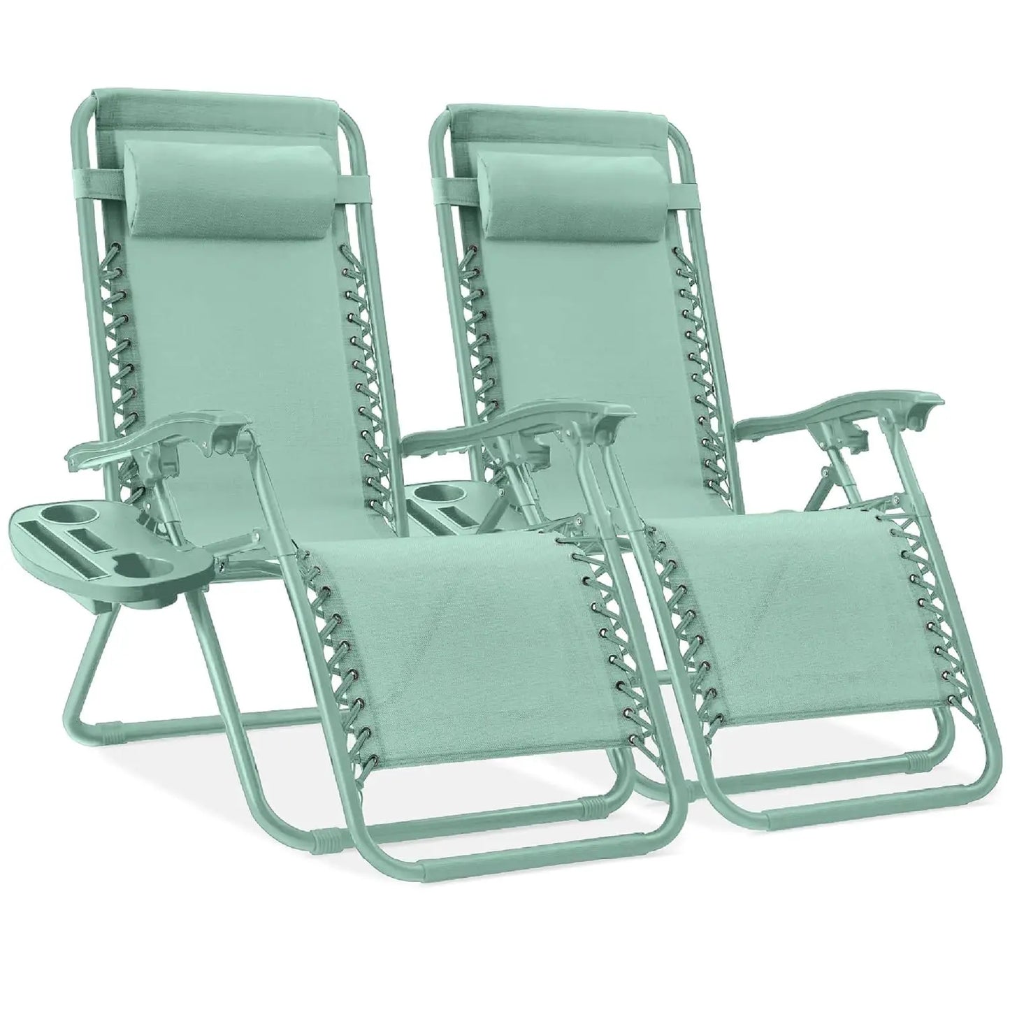 Set Of 2 Adjustable Zero Gravity Lounge Chairs Sage Green