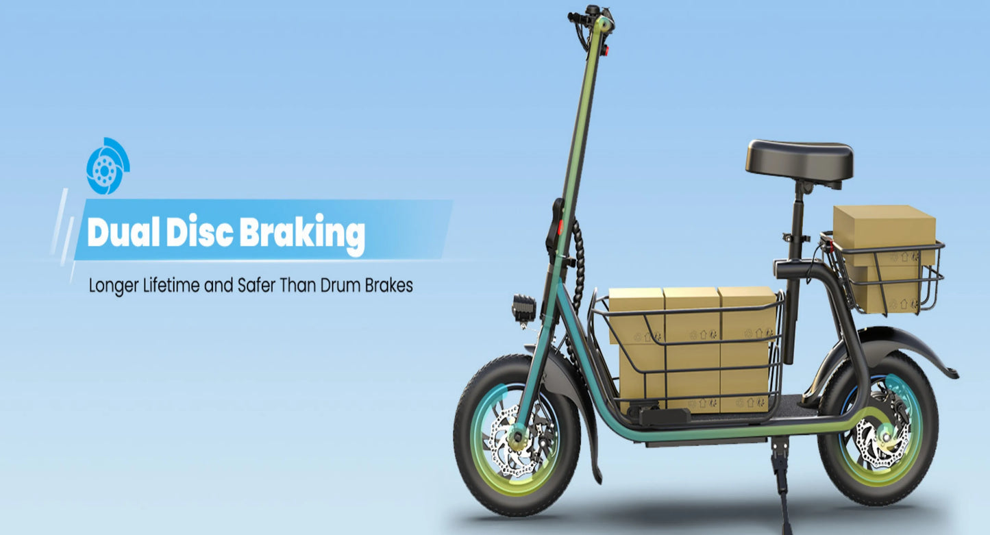 Gyroor Electric Scooter With Pet Basket 3 Riding Modes Foldable For Adults