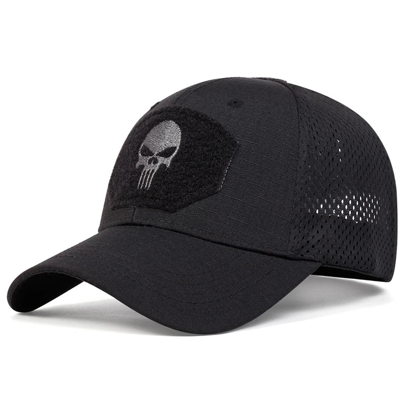Unisex Skull Embroidery Breathable Baseball Cap Adjustable Sun Protection Hat**