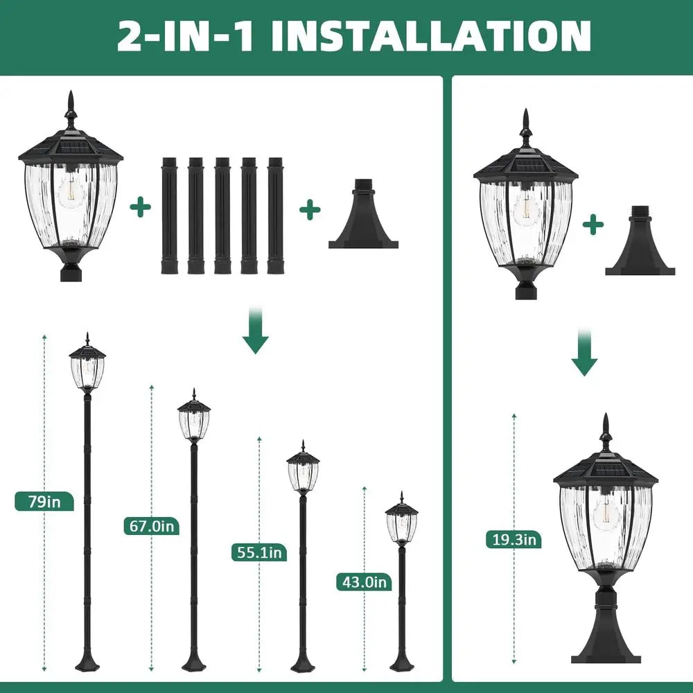 Kaqur 79 Inch Outdoor Lamp Post Light Dusk to Dawn Black 3000K 4000K 6000K
