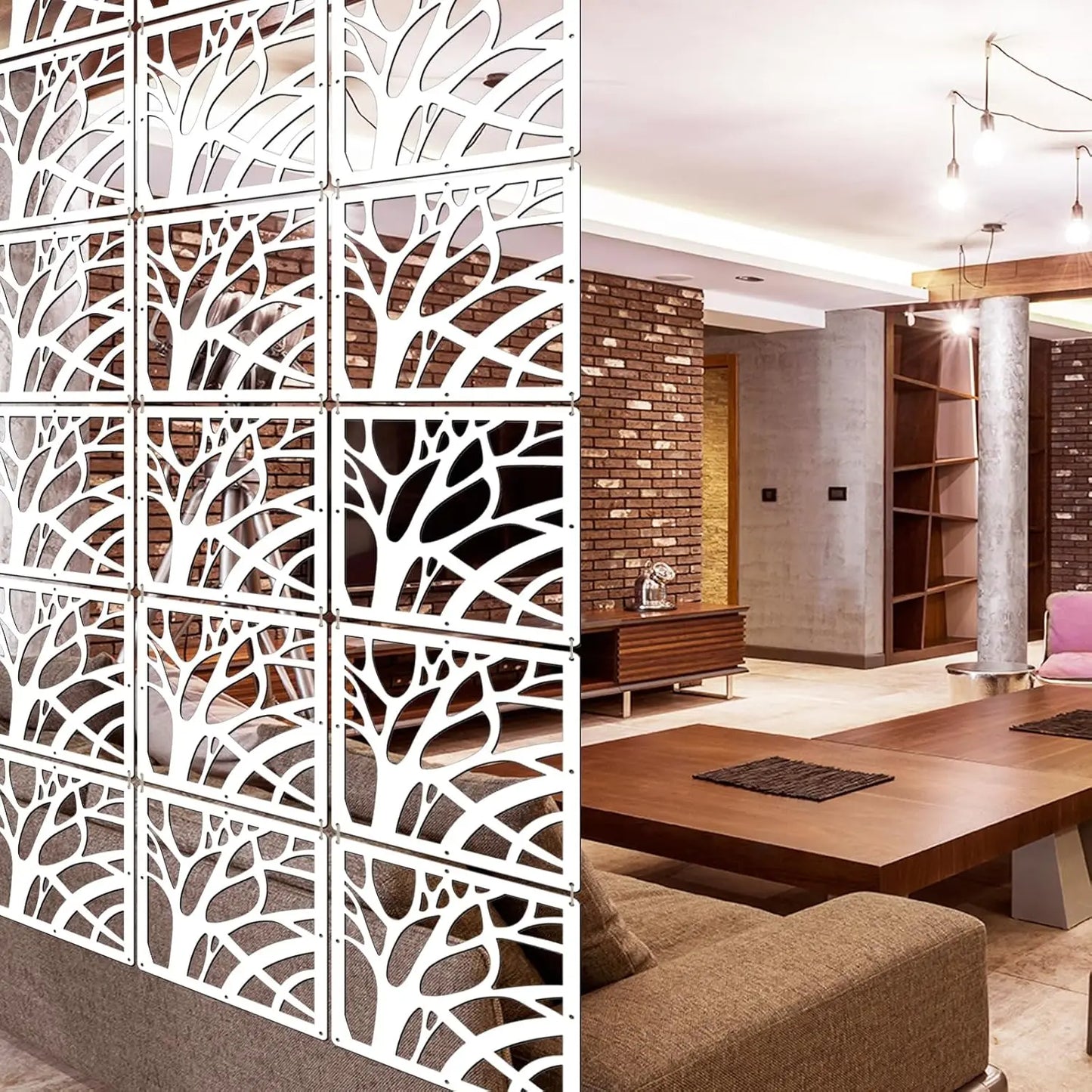 10 Piece Wood Plastic Thick Hanging Room Divider Panels For Home And Office