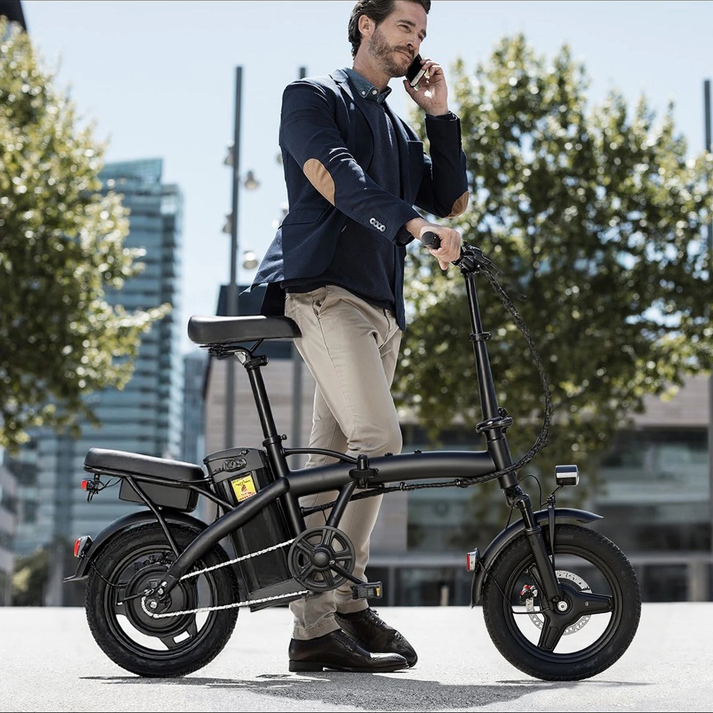 Foldable 14 Inch Electric Bicycle 500W 48V 10Ah With Pedal Assist