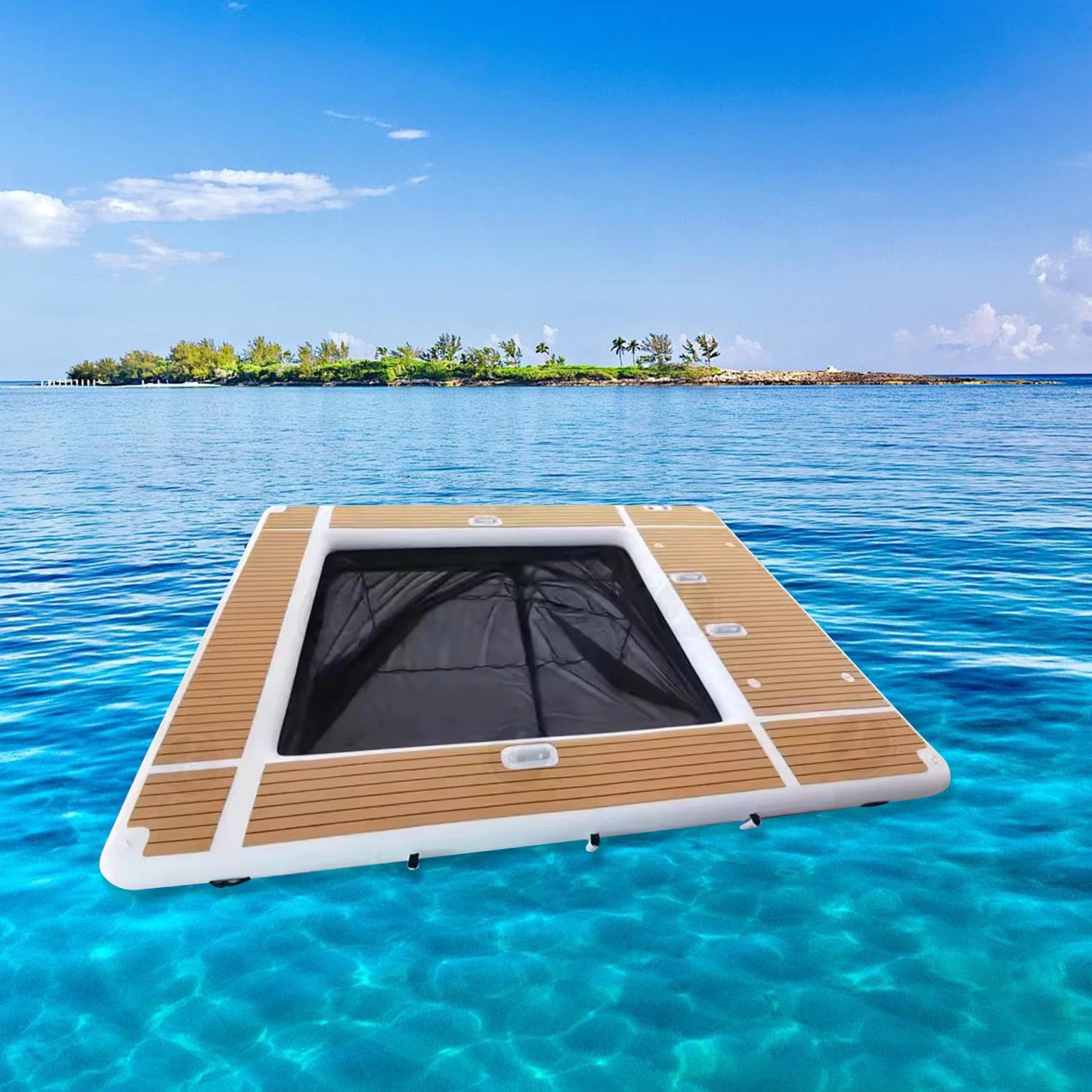13 Ft Inflatable Pool Float Platform With Non Slip EVA Surface For Yacht Boat