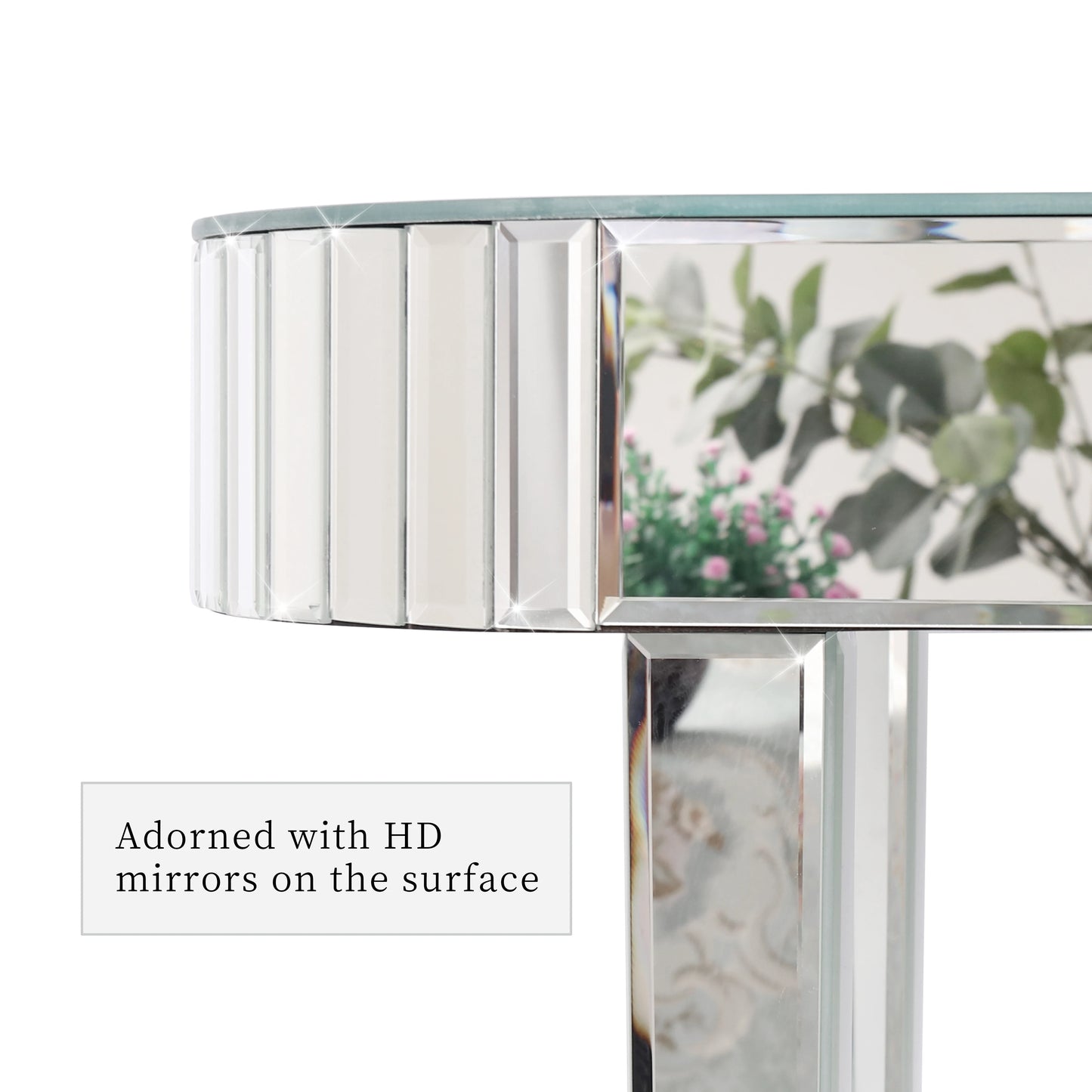 LUVODI Modern Glass Mirror Console Table Crushed Diamond
