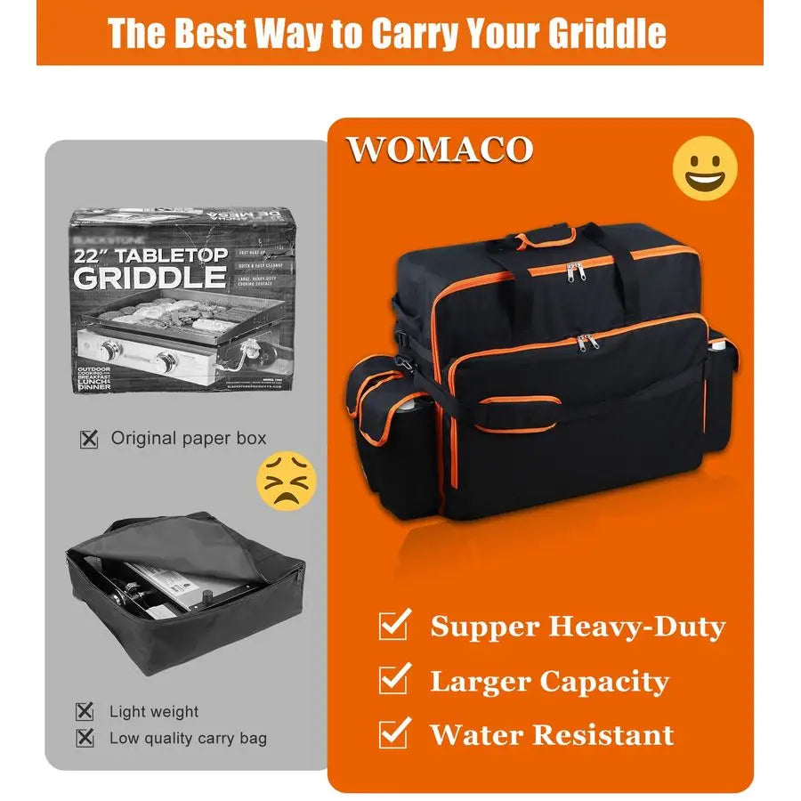 22 Inch Griddle Carry Bag For Blackstone With Hood Lid Portable Weather Resistant