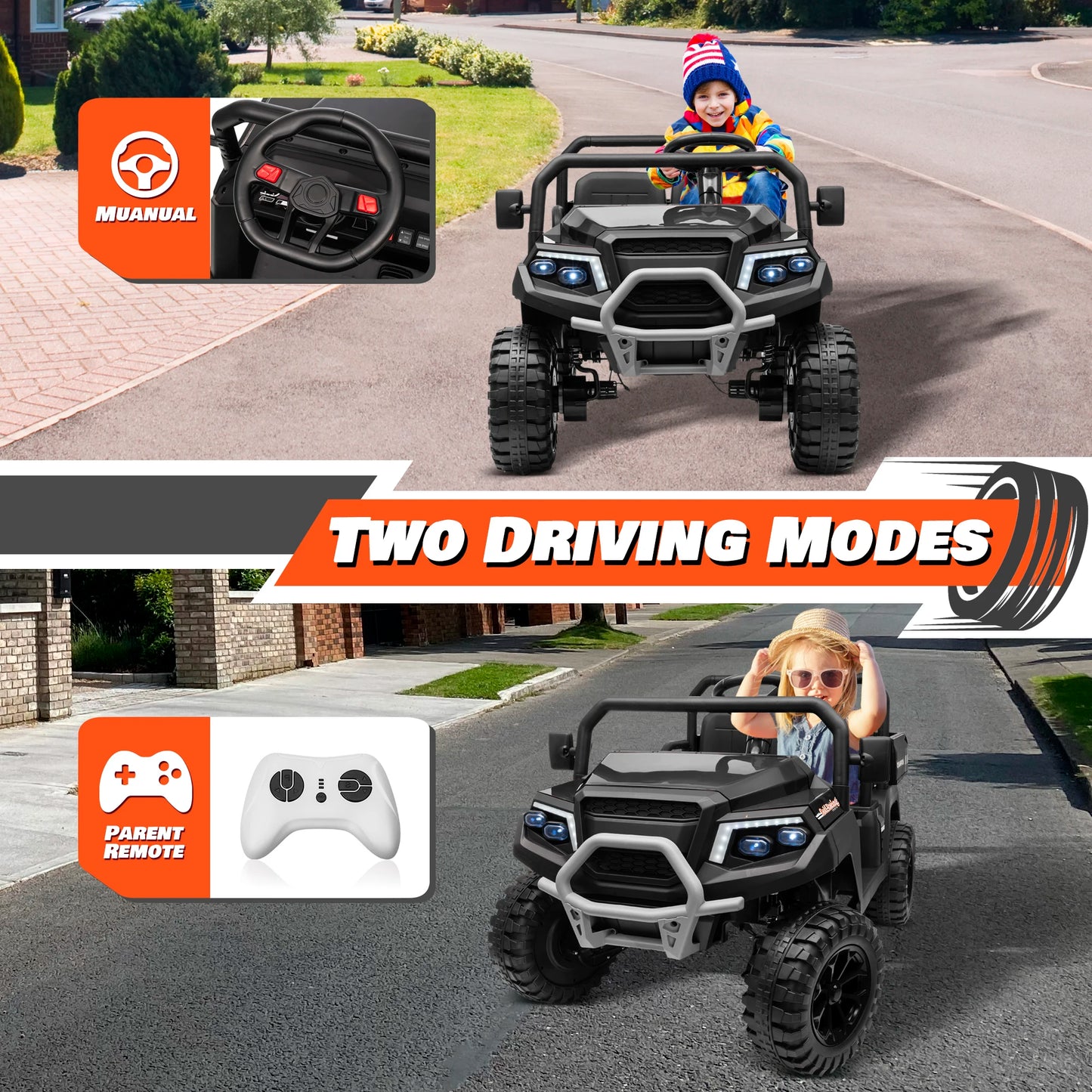 Joyracer 24V Ride On Car 4WD 2 Seater With Remote Control
