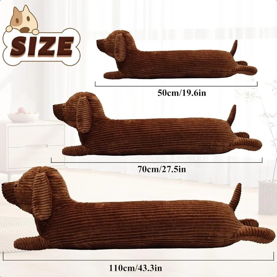 Enhopty 43 Inch Giant Dachshund Dog Plush Pillow Puppy Stuffed Animal Long Body Throw Sleeping Pillow for Christmas