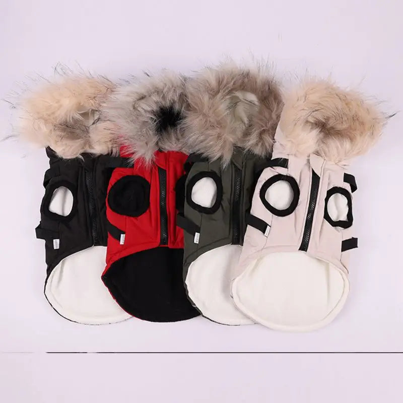 Winter Dog Coat With Harness Waterproof Hooded Jacket For Small Medium Dogs