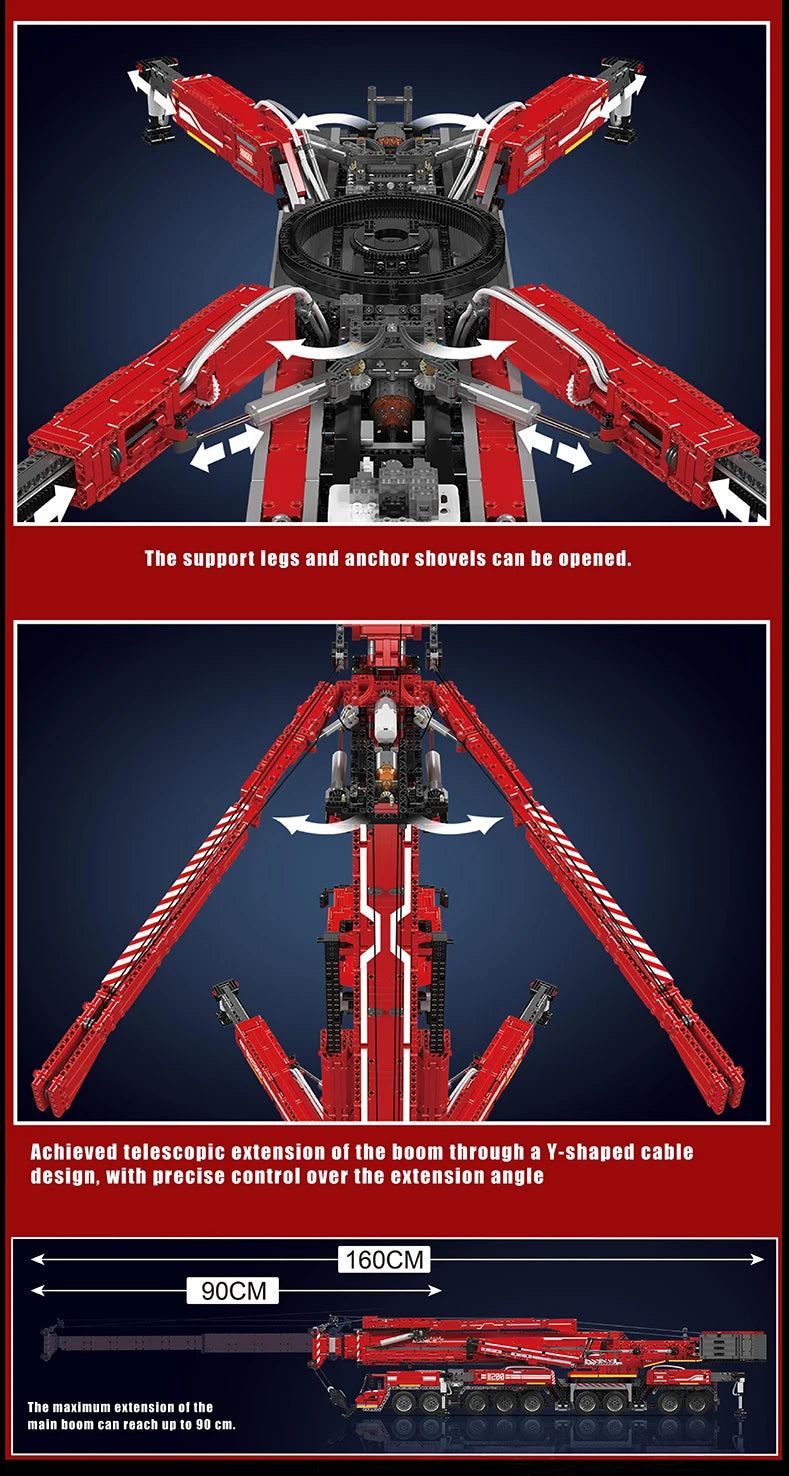 Mould King 17007 17008 Motorized Crane Building Block Set for Kids