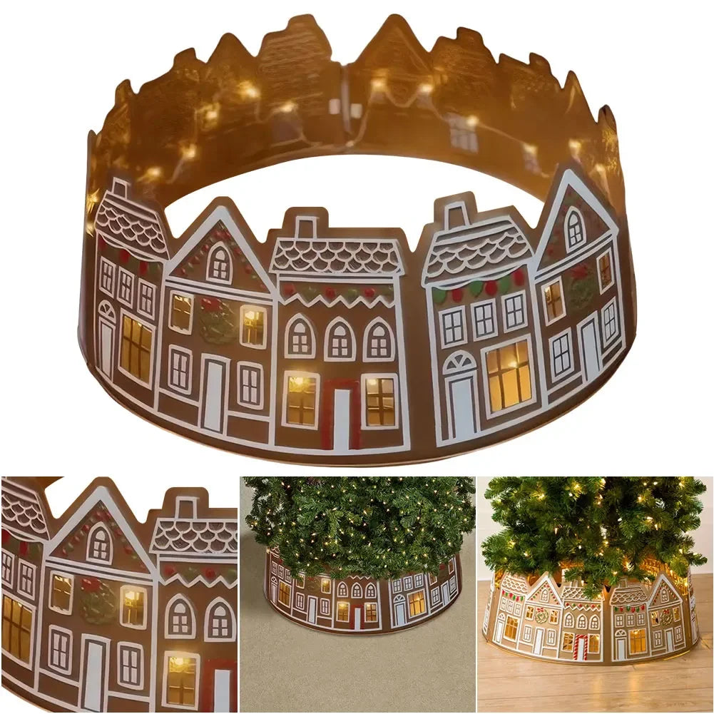 Gingerbread House Tree Collar With LED Lights Skirt