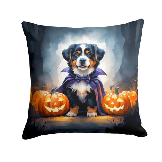Bernese Mountain Dog Puppy Halloween Throw Pillow Washable