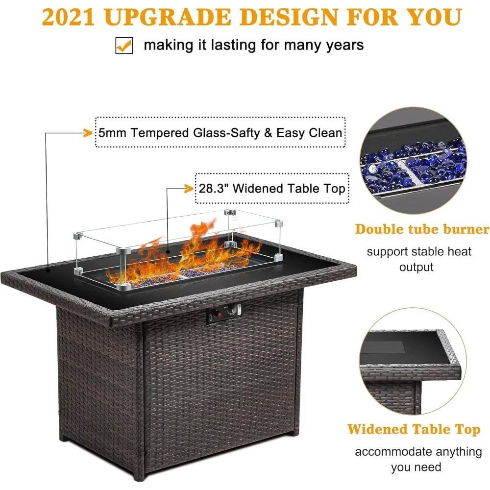 44 Inch Propane Fire Pit Table 55000 BTU Rectangular