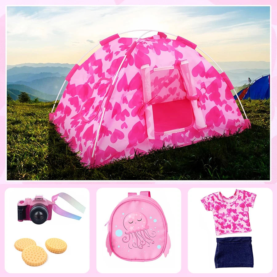 Cuddly Dress and Puppy Tent Accessories for 18 Inch Dolls