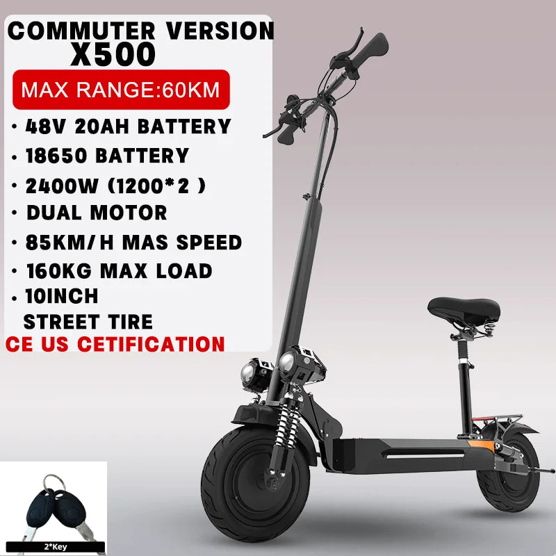 Dual Motor Electric Scooter For Adults Foldable 72V 85 KmH