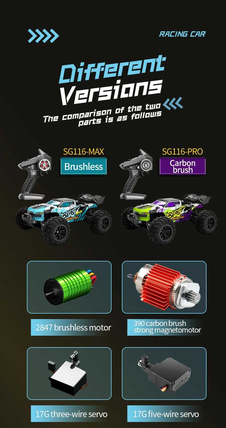 Teeggi SG116 Max 1 16 High Speed Drift RC 4WD Monster Truck