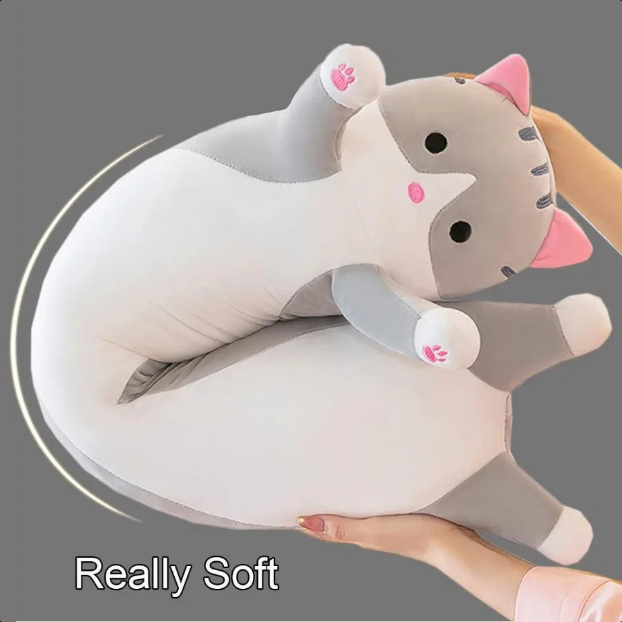 Giant Cat Pillow Plush Cartoon Kitty Sleeping Body Pillow Cuddly Soft Long Kitten Cushion Toy