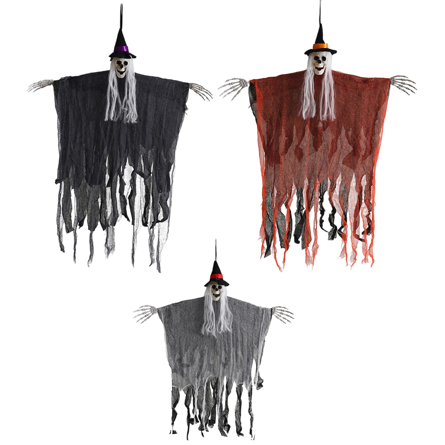 Creepy Halloween Skull Hanging Decorations Spooky Skeleton Ghost Tree Ornaments for Classroom Home and Office