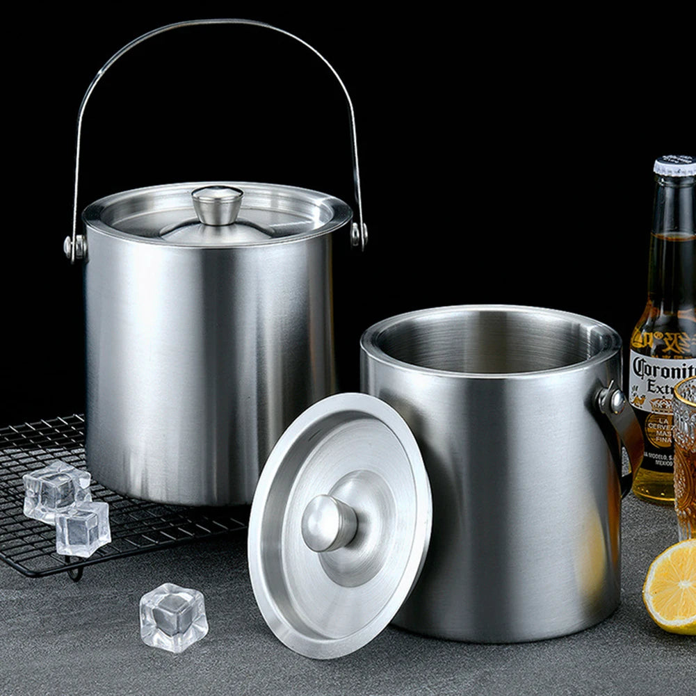 Double Wall Stainless Steel Insulated Ice Bucket Home Bar