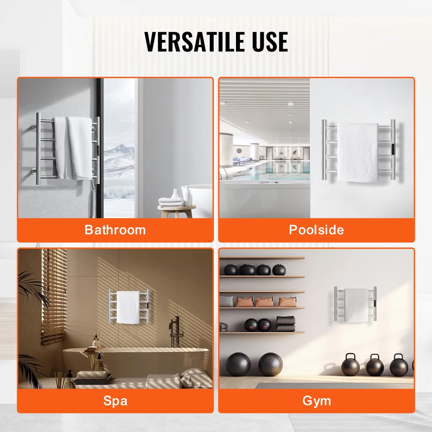 SucceBuy Wall Mounted Towel Warmer Rack 5 Levels IPX5