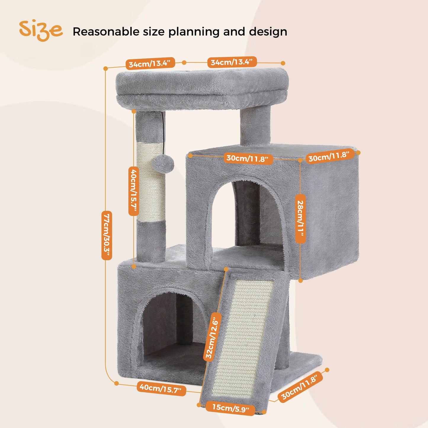 Large Indoor Cat Tree Tower With Four Levels And Two Condos