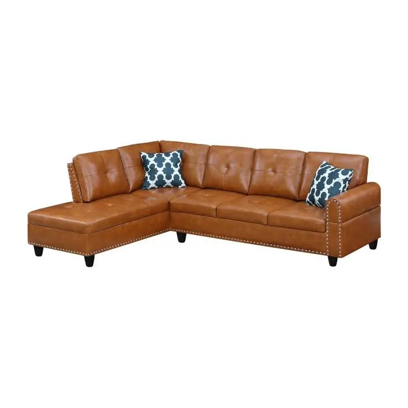 2 Piece Faux Leather Sectional Sofa Modern Morocco Living Room Set