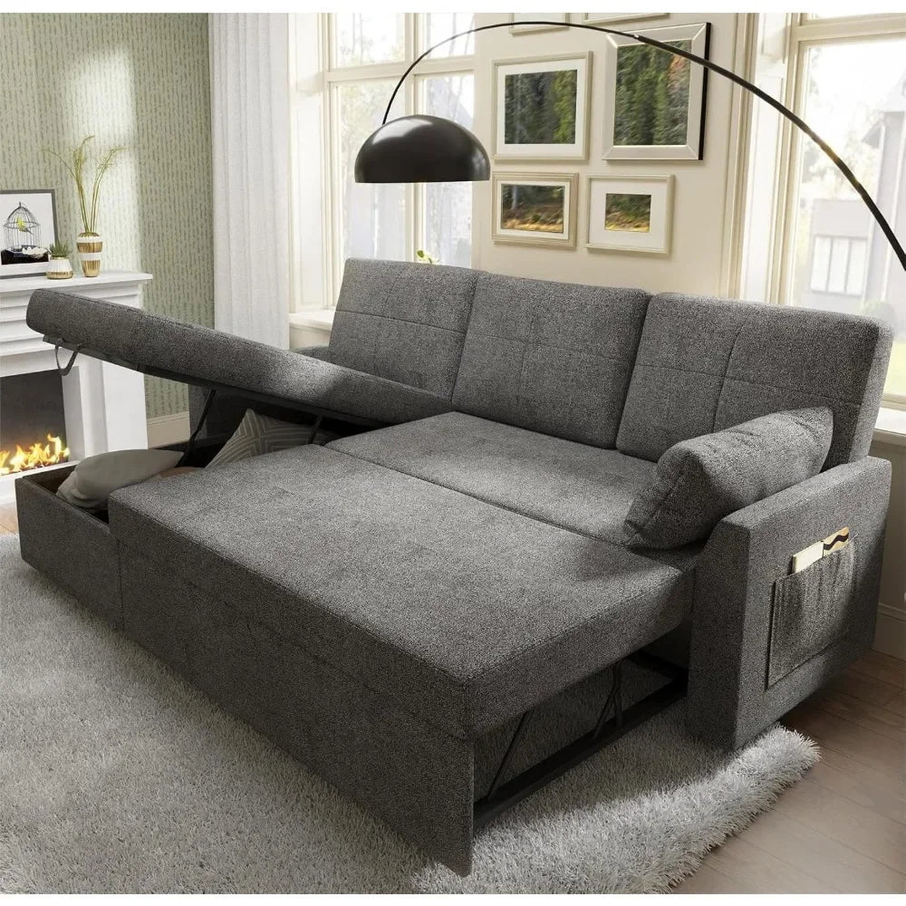 2 In 1 Sleeper Sofa With Pull Out Bed And Storage Chaise