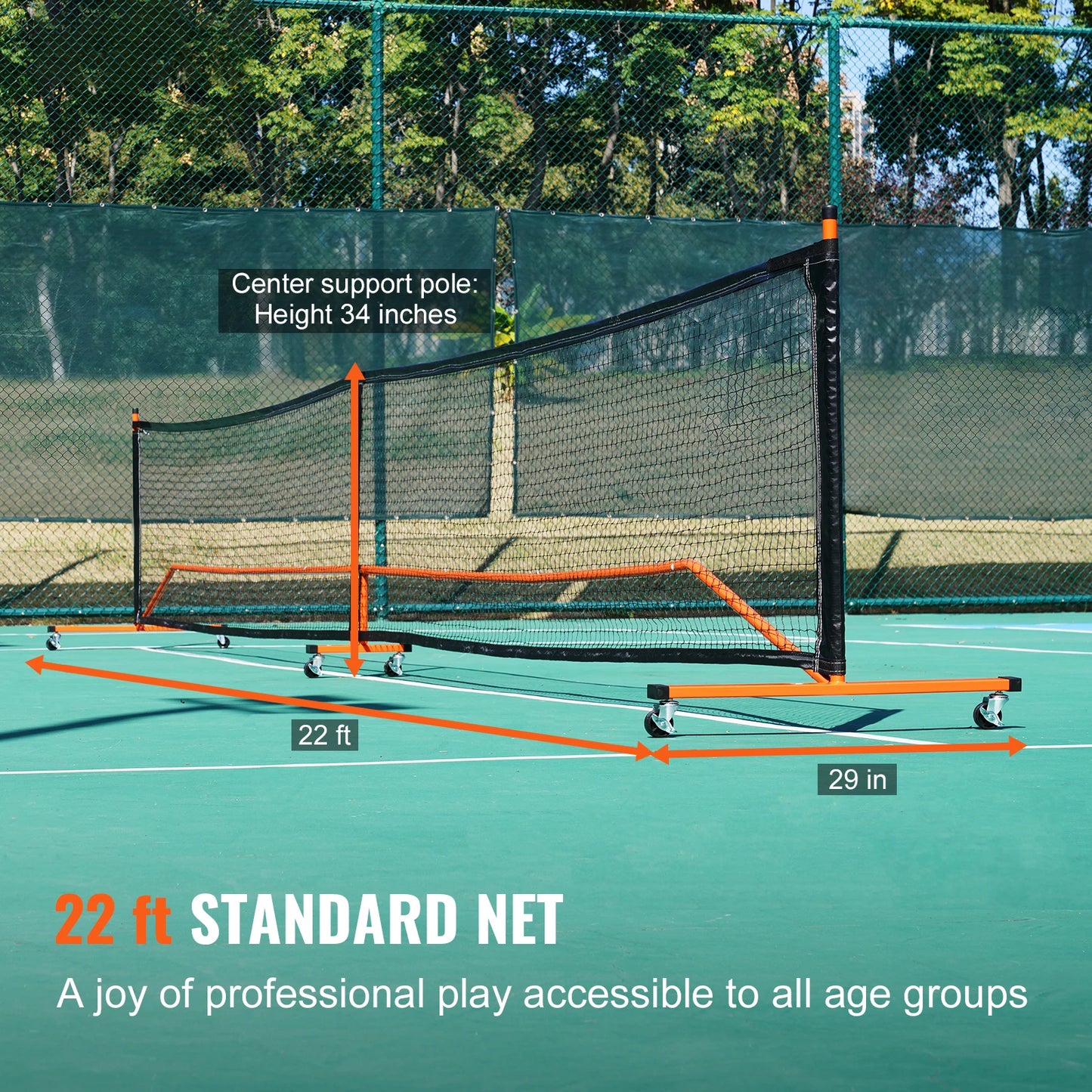 SucceBuy Portable Pickleball Net System 22 FT Full Court Official Regulation Size Outdoor With Court Line