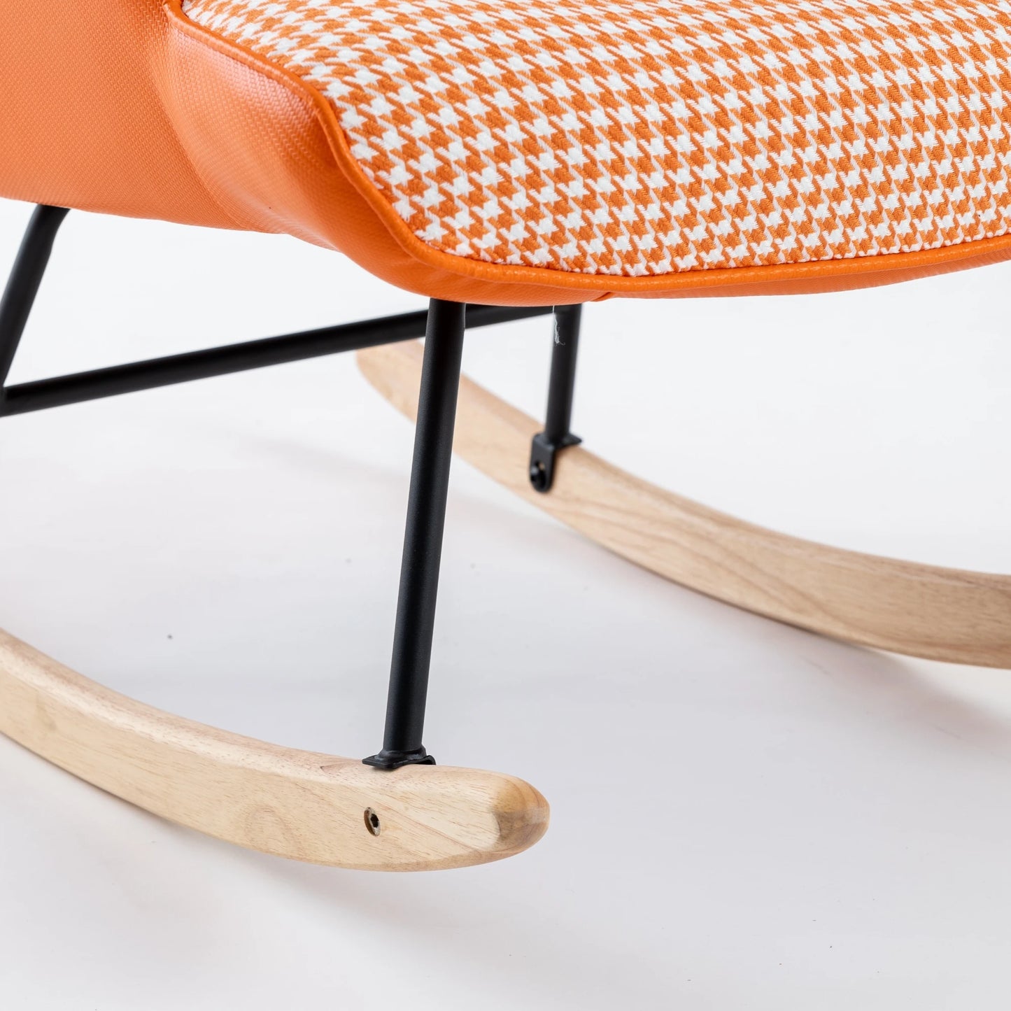 Nursery Rocking Chair Glider With High Back Cotton Linen