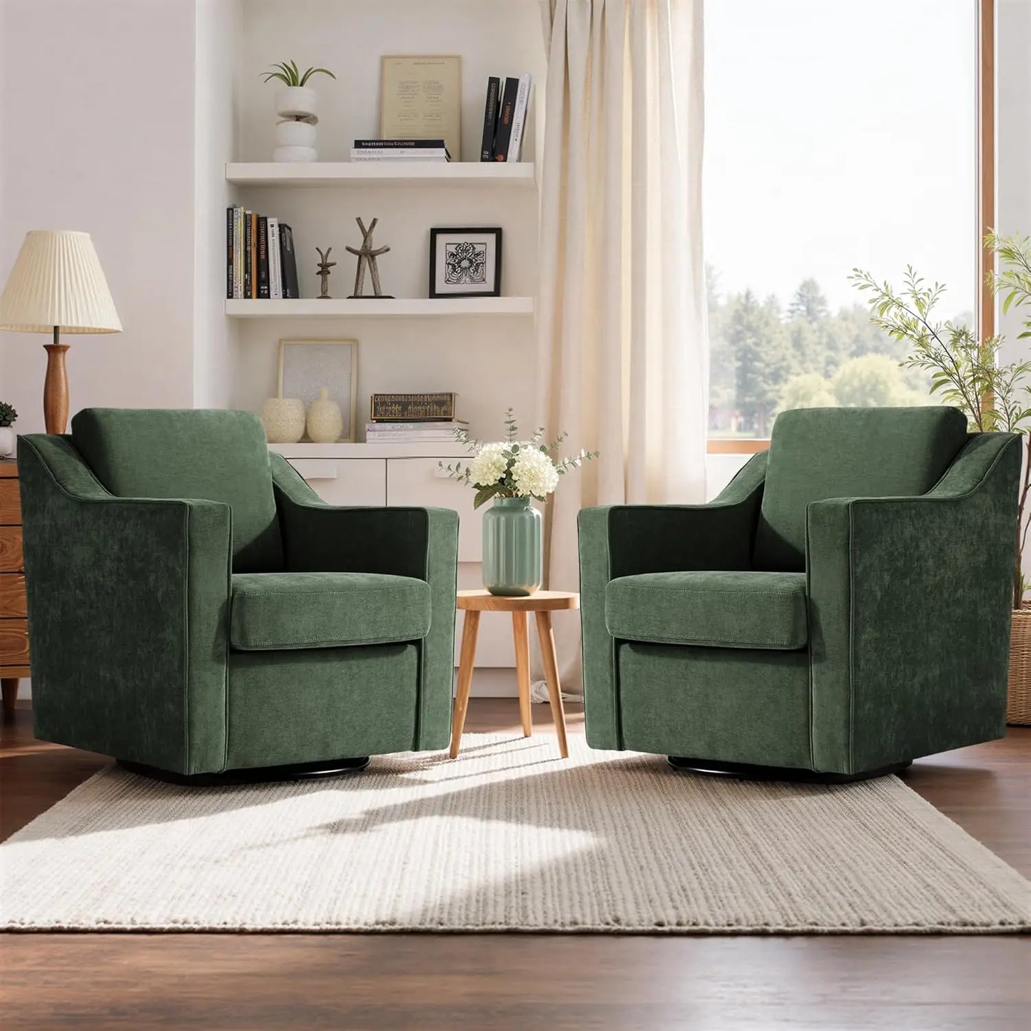 Two Seat Round Barrel Arm Chair Textile With Metal Frame And Adjustable Height