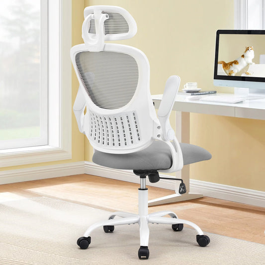 JHK Mesh Ergonomic Office Chair With Flip Up Arms And Adjustable Headrests