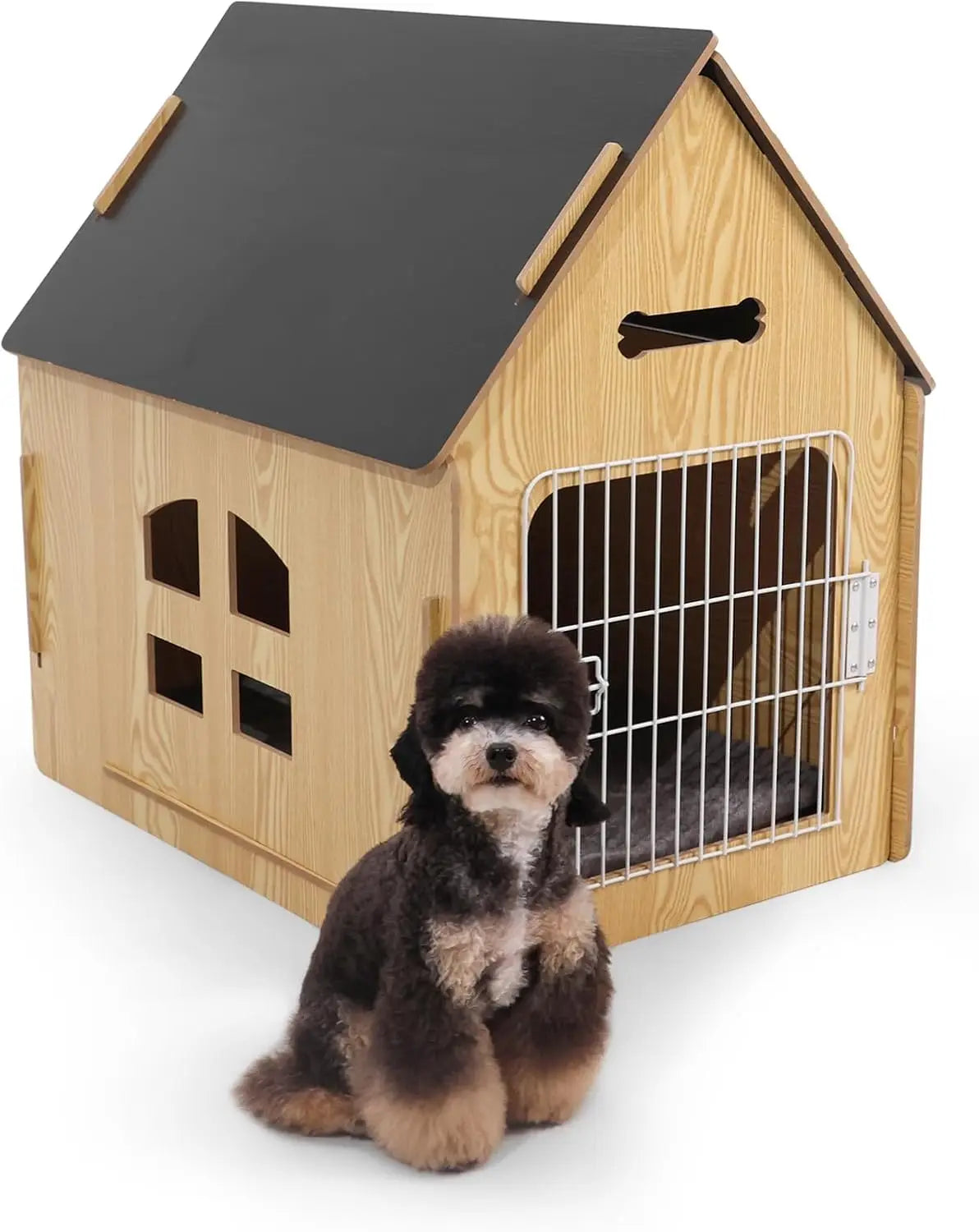 Cozy Wooden Indoor Dog House For Small Pets With Air Vents