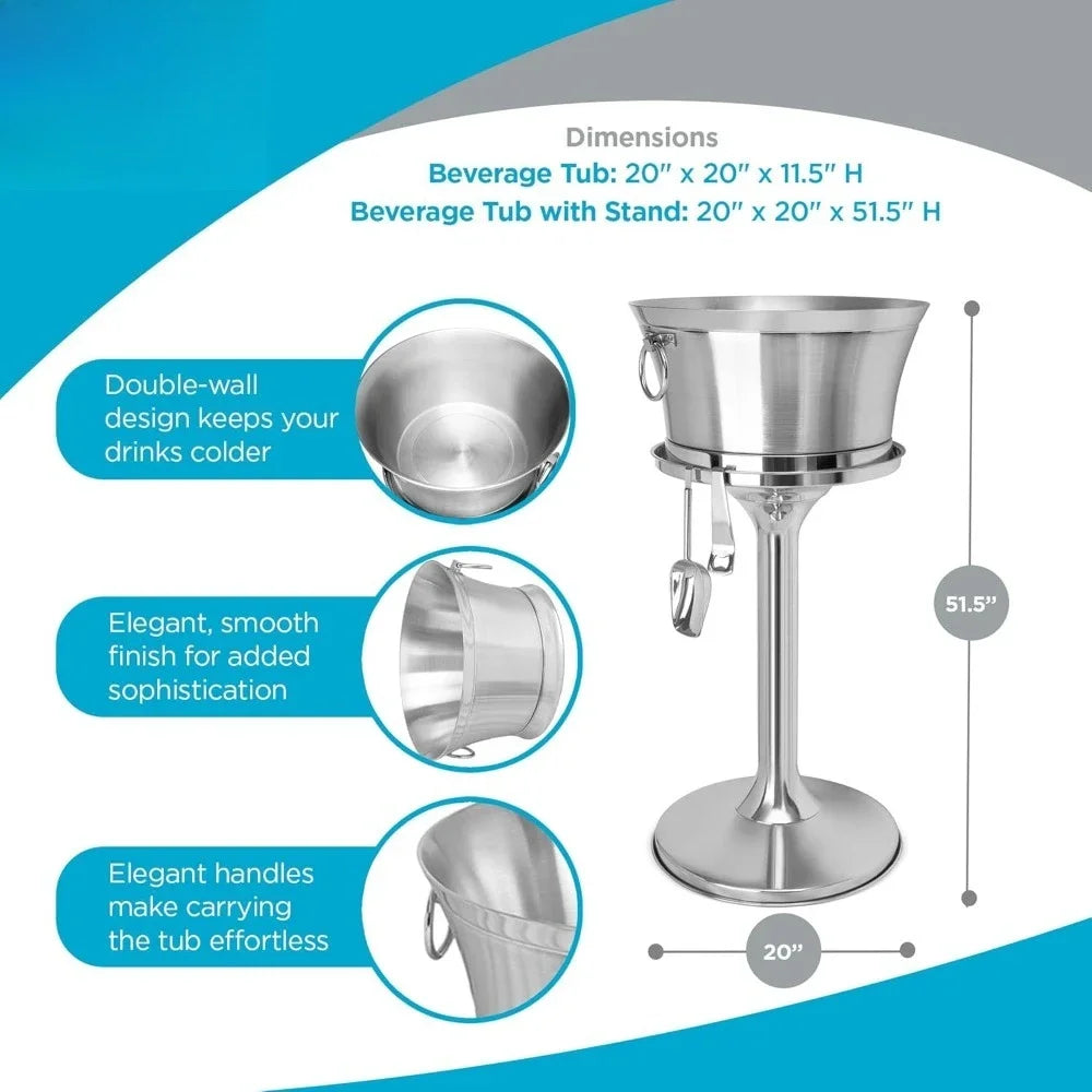 Stainless Steel Beverage Tub With Stand And Bottle Opener