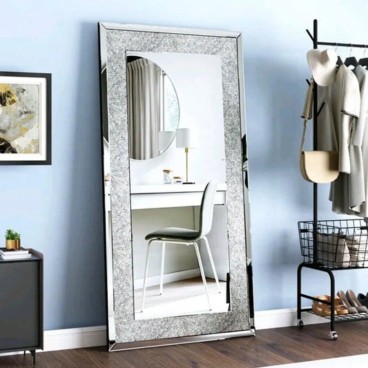 1200mm Crystal Surround Full Body Mirror Decorative Wall Mirror Standing&Hanging