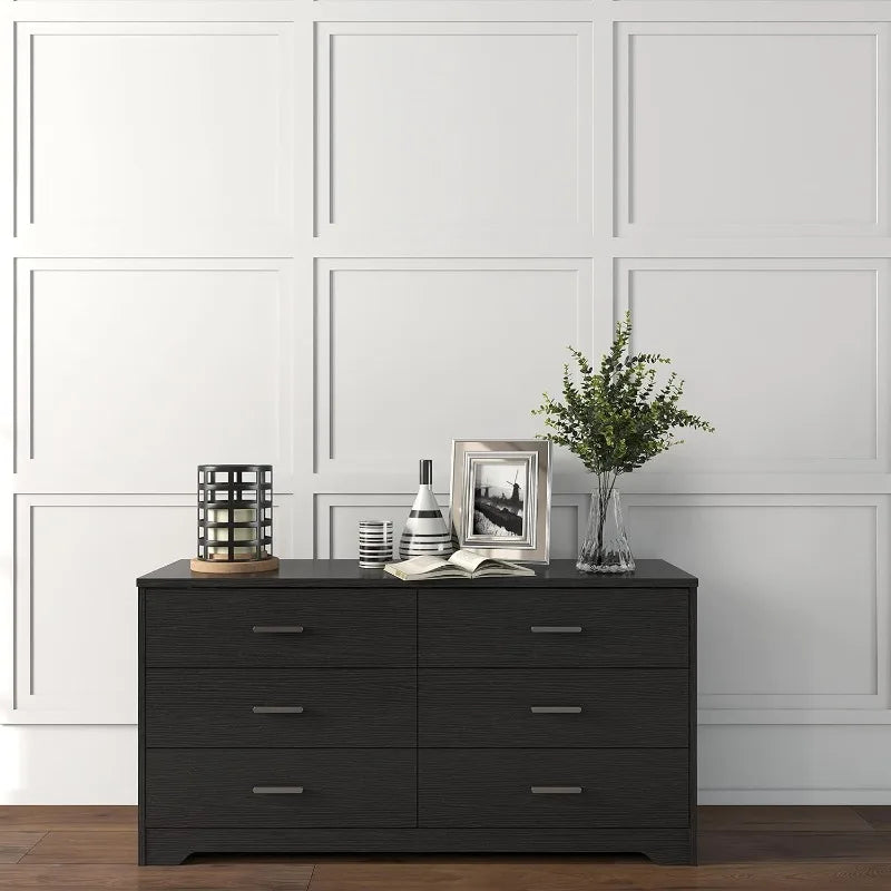 Wooden Five to Six Drawer Dresser Wide Modern Chest of Drawers With Storage