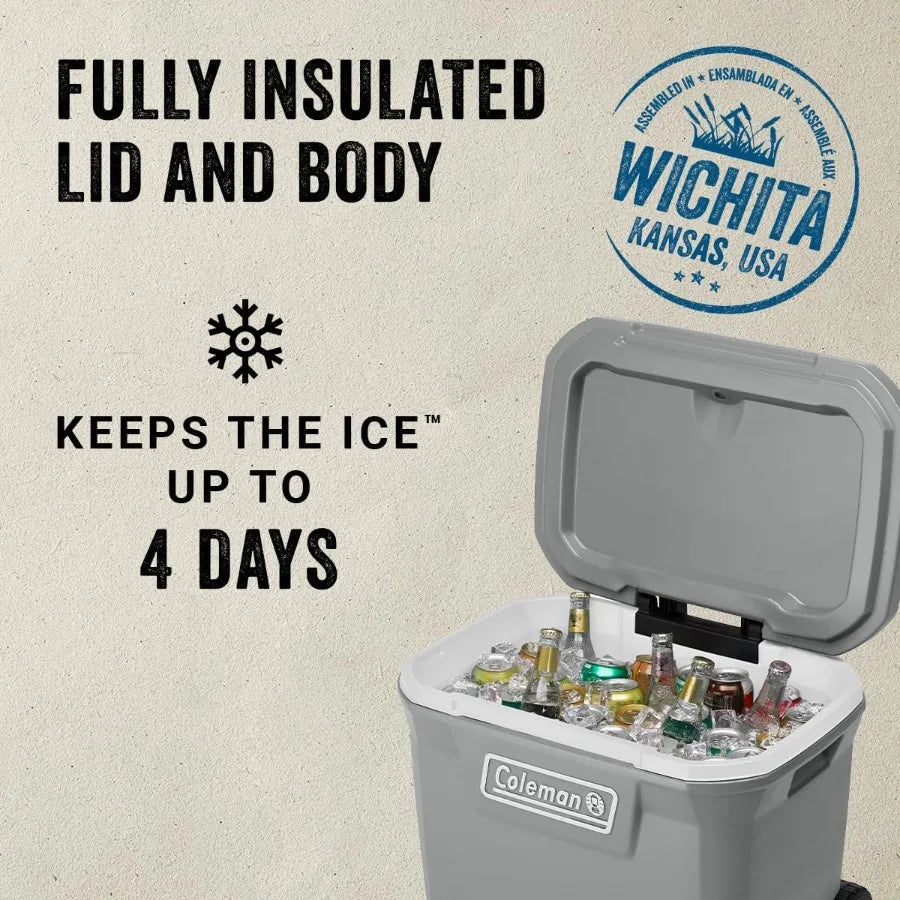 Classic Series Insulated Portable Rolling Cooler With Wheels Keeps Ice 5 Days
