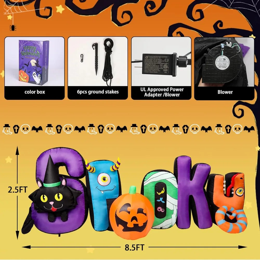 Halloween Inflatable Outdoor Decoration Black Cat Pumpkin