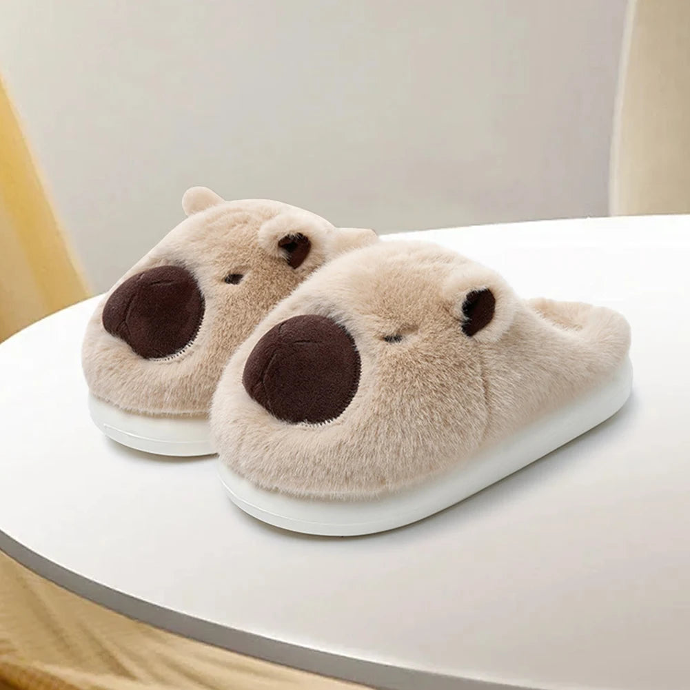 Plush Capybara Slippers Closed Toe Thermal Home Slippers For Men Women Non Slip