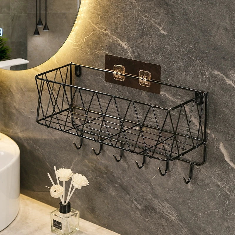 Metal Wall Mounted Basket Organizer Large Capacity Bathroom