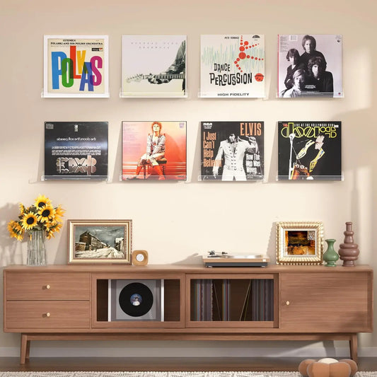 8 Pack Clear Acrylic Vinyl Record Wall Shelves 12 Inch Floating Display Albums