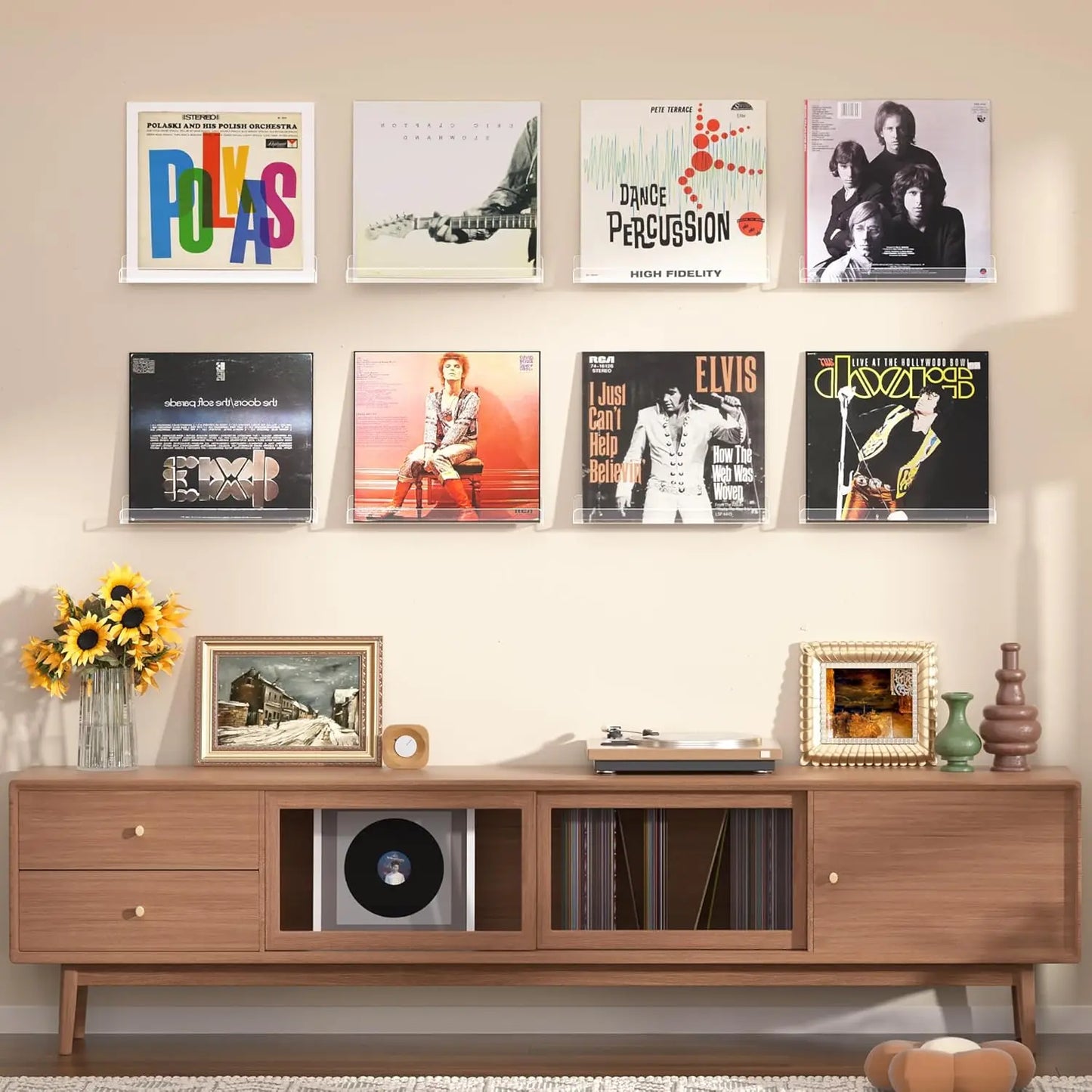 8 Pack Clear Acrylic Vinyl Record Wall Shelves 12 Inch Floating Display Albums
