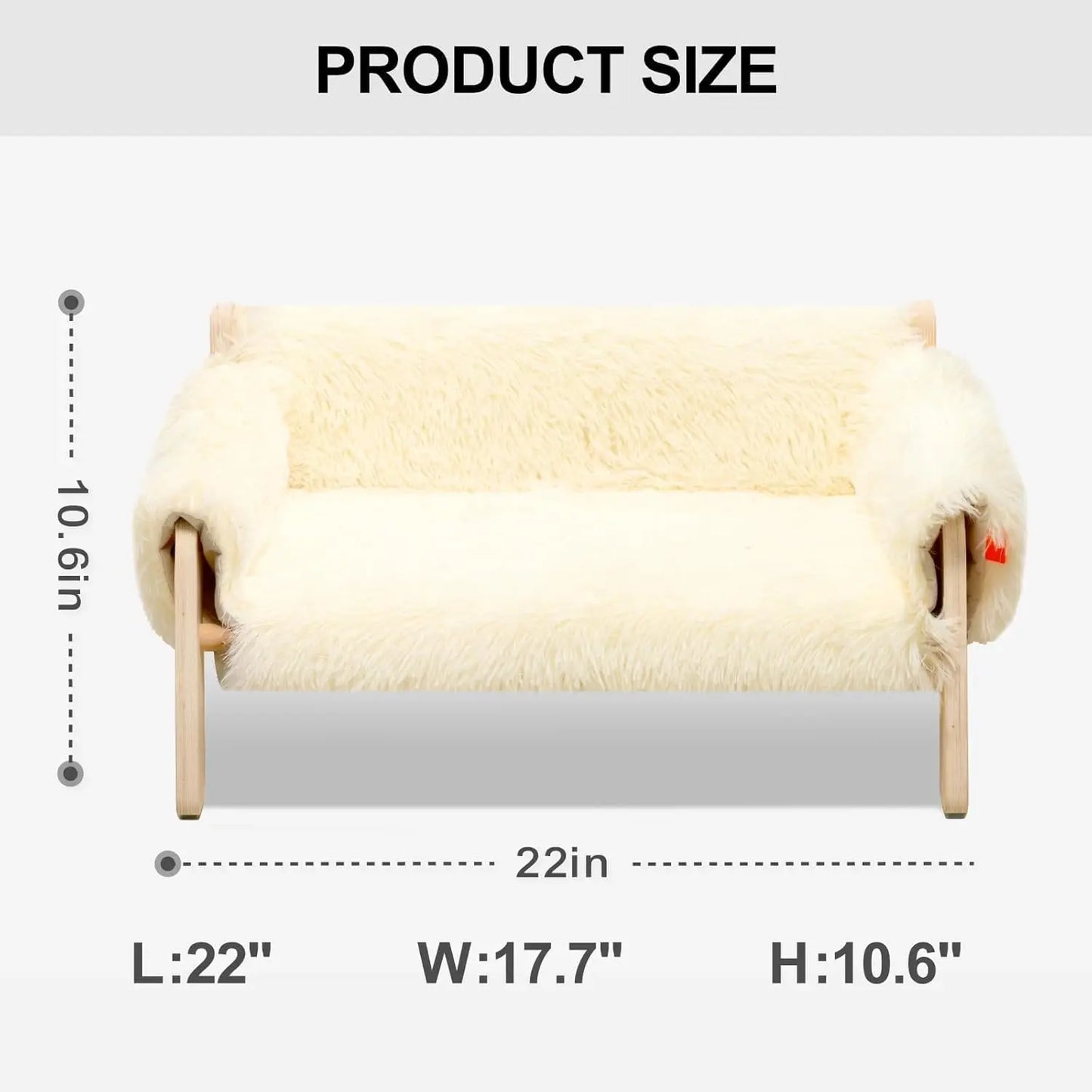 Mewoofun Wooden Cat Couch Bed With Removable Mattress Cover