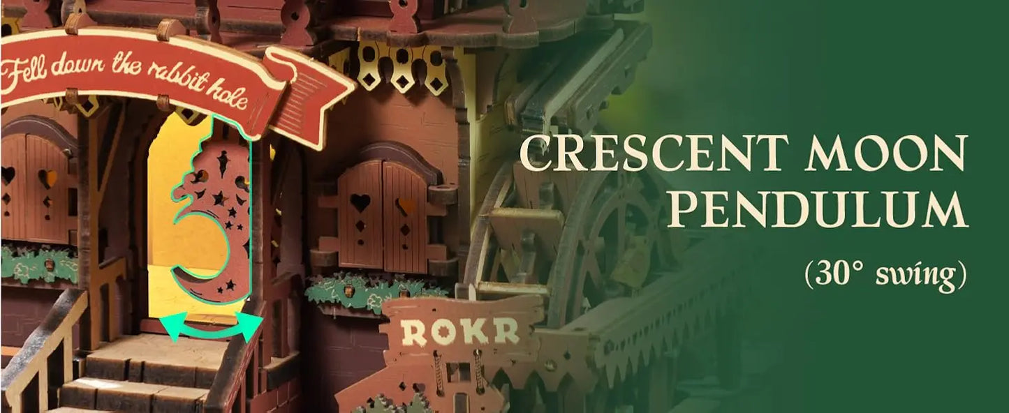 Robotime Rokr 3D Wooden Puzzle Cuckoo Clock Kit Black Forest Style Working Bird