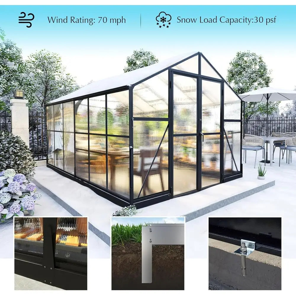 Walkin Greenhouse With 7ft Height 4 Vent Windows Lockable Door Outdoor Gardening